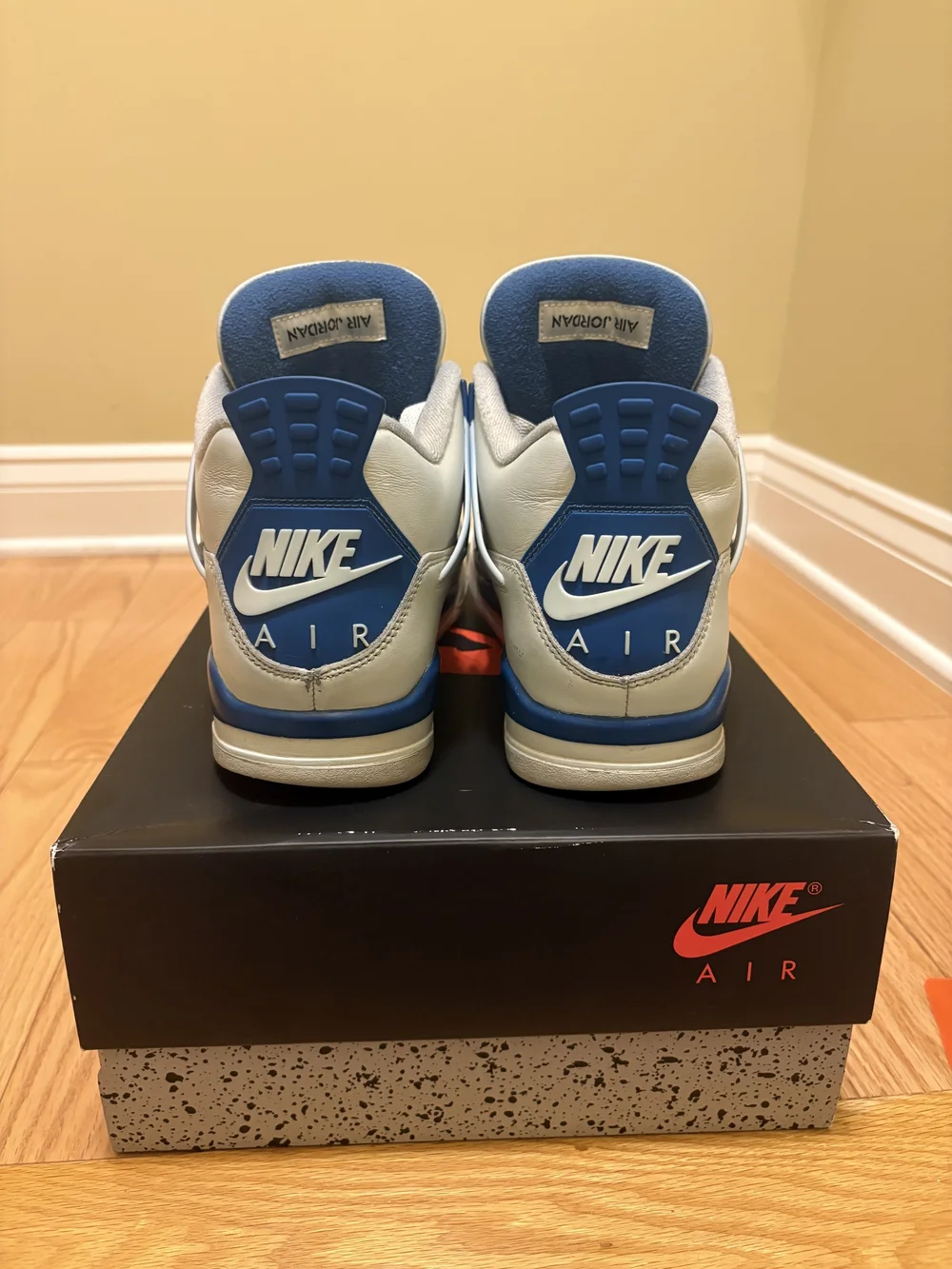 Air Jordan 4 Retro White & Military Blue Sneakers
